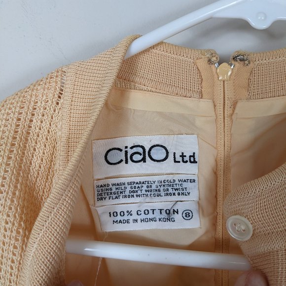 Vintage CIAO Ltd. 1980's Career Wear Belted Sweater Dress 100% Cotton - Picture 4 of 5